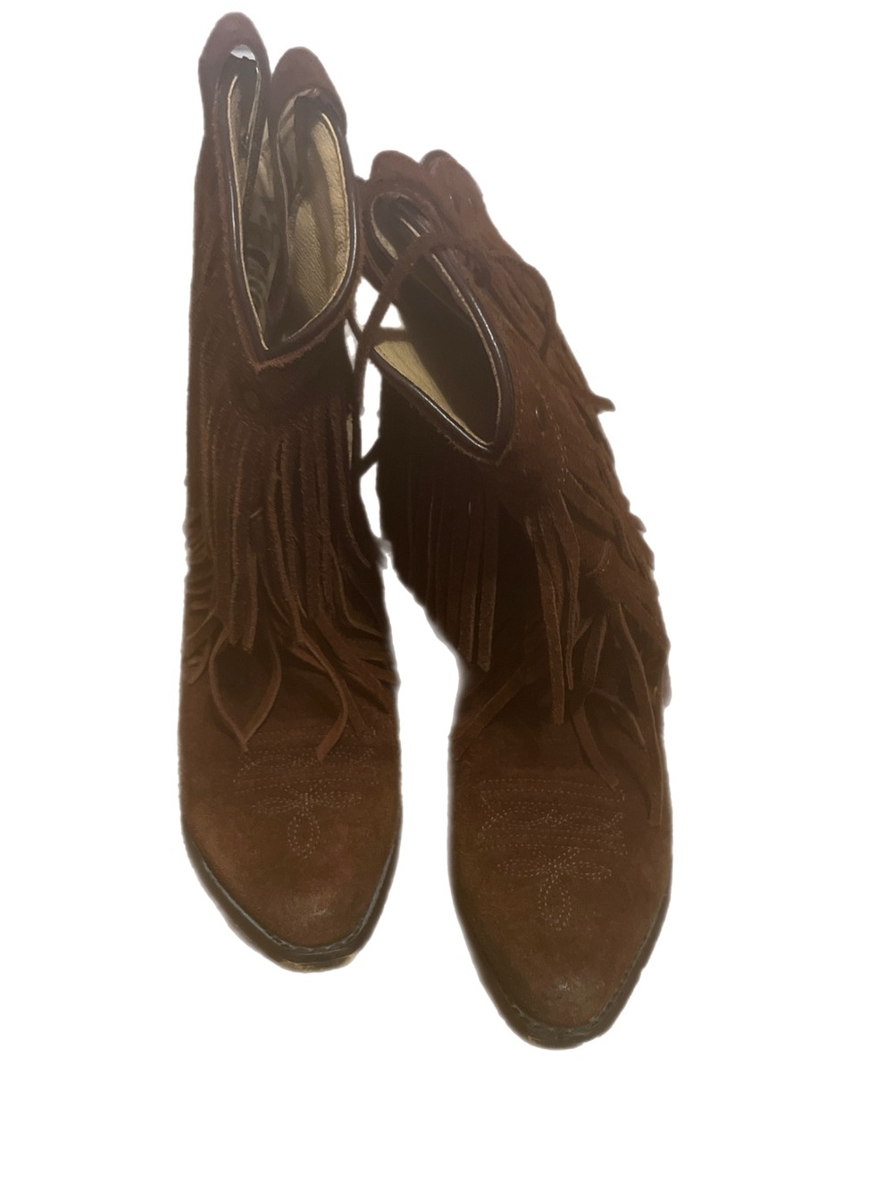 Fringed Brown Suede Ankle Booties